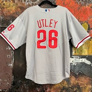 Vintage look gray baseball Utley 26 jersey men Large